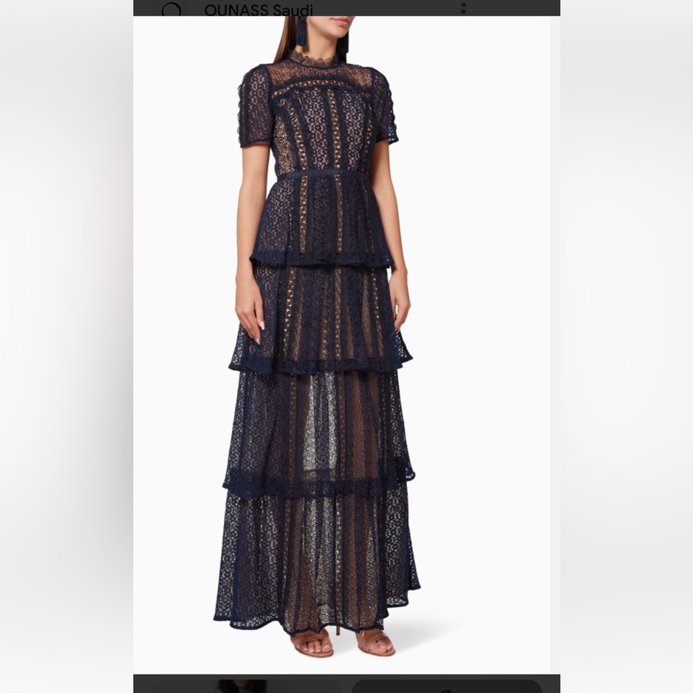 Self Portriay navy lace tiered maxi dress gown. Size 4. Perfect condition